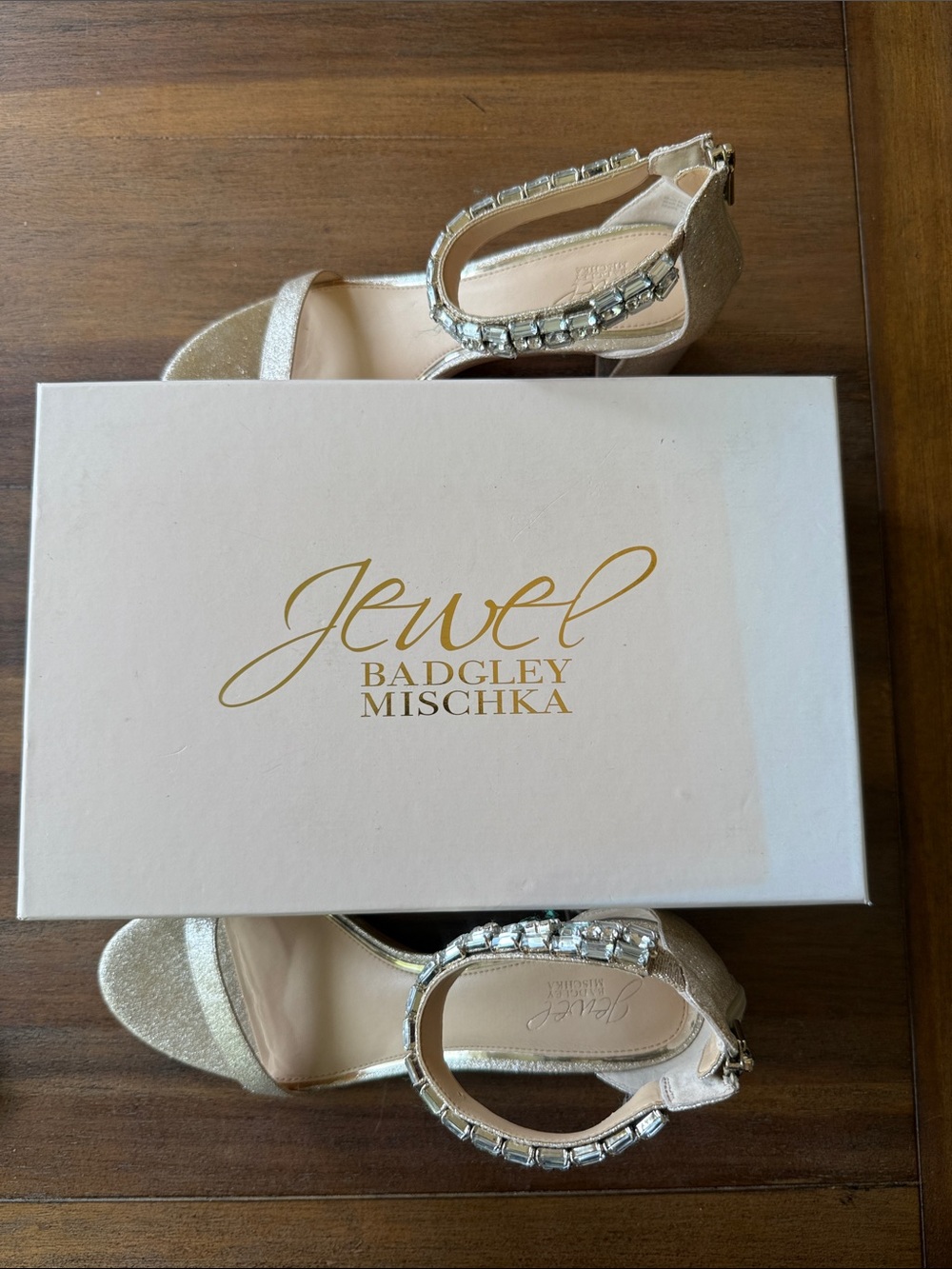 Jewel Badgley Mischka Blush Crystal-Ankle Strap Heel Size 10 - Picture 11 of 14